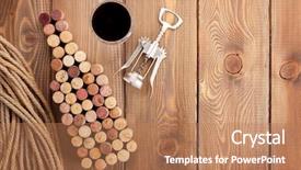  Presentation with corkscrew - Audience pleasing slides consisting of wine bottle shaped corks glass backdrop and a coral colored foreground