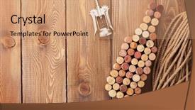  Presentation with corkscrew - Beautiful theme featuring wine bottle shaped corks backdrop and a coral colored foreground