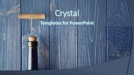  Presentation with corkscrew - Slide deck with wine bottle with corkscrew background and a ocean colored foreground