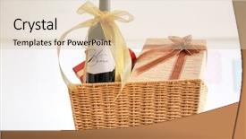  Presentation with boxes light - Audience pleasing presentation design consisting of wine bottle with gift boxes backdrop and a lemonade colored foreground