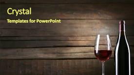  Presentation with bottle - PPT layouts having wine bottle with glass on wooden background background and a tawny brown colored foreground