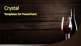  Presentation with bottle - Audience pleasing PPT theme consisting of wine bottle with glass backdrop and a wine colored foreground