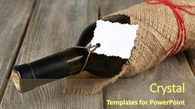  Presentation with bottle - Audience pleasing PPT theme consisting of wine bottle wrapped in burlap backdrop and a  colored foreground