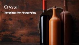  Presentation with wine barrel - Slide set with wine-bottles-and-old-wooden background and a tawny brown colored foreground