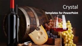  Presentation with red wine cheese - Theme having wine-bottles-grapes-cheese-glass background and a wine colored foreground