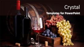  Presentation with wine barrel - Slides having wine-bottles-grapes-glass background and a wine colored foreground