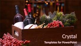  Presentation with bottles - Audience pleasing slide deck consisting of wine bottles in decorated box backdrop and a wine colored foreground