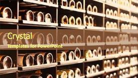  Presentation with bottles - Beautiful PPT theme featuring distillery - shelving with wine bottles backdrop and a tawny brown colored foreground