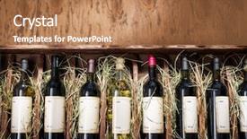  Presentation with wine - PPT theme featuring wine bottles on the wooden background and a coral colored foreground