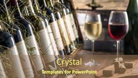  Presentation with bottling wine - Presentation design enhanced with wine-bottles-on-the-wooden background and a violet colored foreground