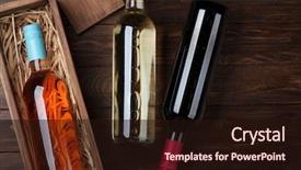  Presentation with white rose - Colorful slide set enhanced with wine bottles on wooden table backdrop and a wine colored foreground