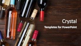  Presentation with white rose - Theme enhanced with wine bottles on wooden table background and a wine colored foreground