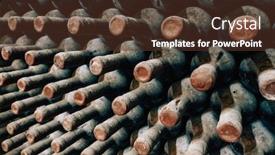  Presentation with cellar - PPT theme consisting of wine bottles stacked up in old wine cellar close-up background underground wine cellars in moldova background and a tawny brown colored foreground