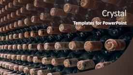  Presentation with cellar - Slide set with wine-bottles-stacked-up background and a tawny brown colored foreground
