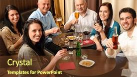  Presentation with fun work - Beautiful presentation theme featuring wine business - drink after work happy colleagues backdrop and a tawny brown colored foreground