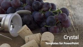  Presentation with grape - PPT theme having wine business - grape with corks background and a tawny brown colored foreground