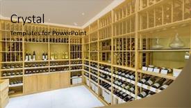  Presentation with cabinet - Slide set with wine cabinet background and a gold colored foreground