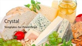  Presentation with wine cheese - Audience pleasing PPT theme consisting of wine cashew - various types of cheese backdrop and a  colored foreground