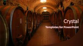 Presentation with barrels - Cool new presentation theme with wine cellar full of barrels of wine backdrop and a wine colored foreground