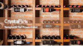  Presentation with cellar - Slide set enhanced with wine cellar full of wine background and a coral colored foreground