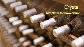  Presentation with cellar - Presentation design having wine cellar full of wine bottles background and a tawny brown colored foreground
