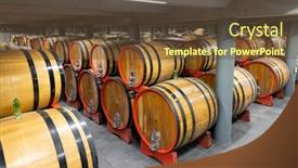  Presentation with barrels - Theme with wine-cellar-full-of-wooden background and a tawny brown colored foreground