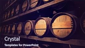  Presentation with barrels - Colorful slide set enhanced with wine cellar with a row backdrop and a  colored foreground