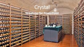  Presentation with cellar - Slide deck with wine cellar with wine bottle background and a coral colored foreground