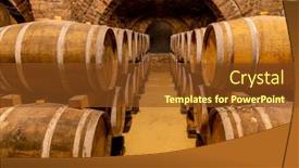  Presentation with barrels - Audience pleasing PPT layouts consisting of wine-cellar-with-wooden-barrels backdrop and a tawny brown colored foreground
