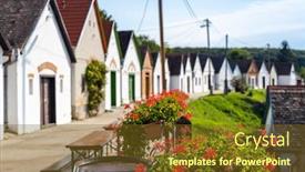  Presentation with hungary - Presentation design featuring wine-cellars-in-villanykovesd-villany background and a tawny brown colored foreground