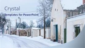  Presentation with czech republic - Presentation theme having wine-cellars-in-winter-satov background and a  colored foreground