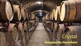  Presentation with barrels - Colorful presentation theme enhanced with wine-cellars-with-barrels-traditional backdrop and a tawny brown colored foreground