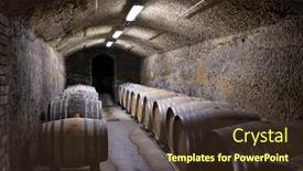  Presentation with barrels - PPT theme consisting of wine-cellars-with-barrels-traditional background and a tawny brown colored foreground