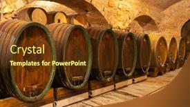  Presentation with barrels - Presentation design having wine-cellars-with-barrels background and a tawny brown colored foreground