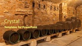  Presentation with barrels - PPT theme enhanced with wine-cellars-with-barrels background and a tawny brown colored foreground