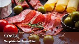  Presentation with appetizers - Presentation theme having wine cheese - photo of antipasti and appetizers background and a tawny brown colored foreground
