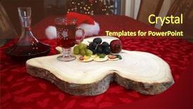  Presentation with appetizers - Amazing PPT layouts having wine cheese and fruit appetizers backdrop and a tawny brown colored foreground