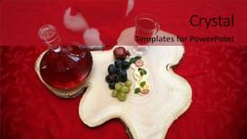  Presentation with red wine cheese - Colorful slide deck enhanced with wine cheese and fruit appetizers backdrop and a crimson colored foreground