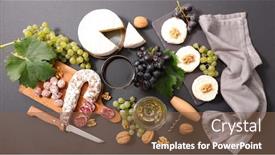  Presentation with wine cheese - Colorful theme enhanced with wine-cheese-and-salami backdrop and a tawny brown colored foreground