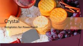 Presentation with table grape - Presentation theme enhanced with wine cheese crackers and grapes background and a  colored foreground