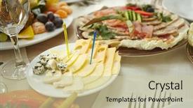  Presentation with mexican food mix colorful - PPT theme enhanced with wine cheese dinner party - mixed food background and a  colored foreground