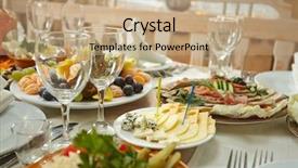  Presentation with food - Cool new PPT theme with wine cheese party - mixed food backdrop and a  colored foreground
