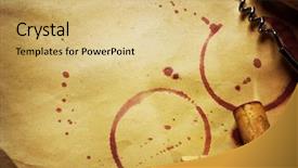  Presentation with corkscrew - PPT layouts consisting of wine cork corkscrew and red background and a yellow colored foreground