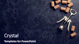  Presentation with corkscrew - Slide deck with wine corks and corkscrew over dark stone background top view with copy space retro toned background and a navy blue colored foreground
