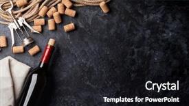  Presentation with corkscrew - Amazing PPT theme having wine corks and corkscrew backdrop and a black colored foreground