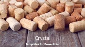 Presentation with rustic - Audience pleasing presentation design consisting of binge drinking - wine corks on rustic wooden backdrop and a gray colored foreground
