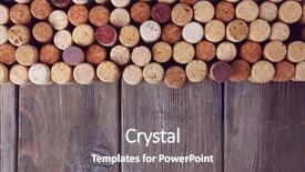  Presentation with wine tasting - Audience pleasing presentation theme consisting of wine corks on rustic wooden backdrop and a gray colored foreground