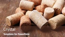  Presentation with wine - Audience pleasing theme consisting of wine-corks-on-wooden-background backdrop and a tawny brown colored foreground