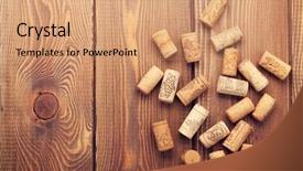  Presentation with rustic - Presentation design consisting of topeng - wine corks over rustic wooden background and a coral colored foreground