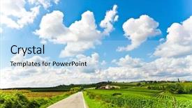  Presentation with vineyard - Cool new presentation with vibrant green vineyard - road in the hillside backdrop and a light blue colored foreground